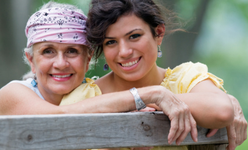 senior and caregiver